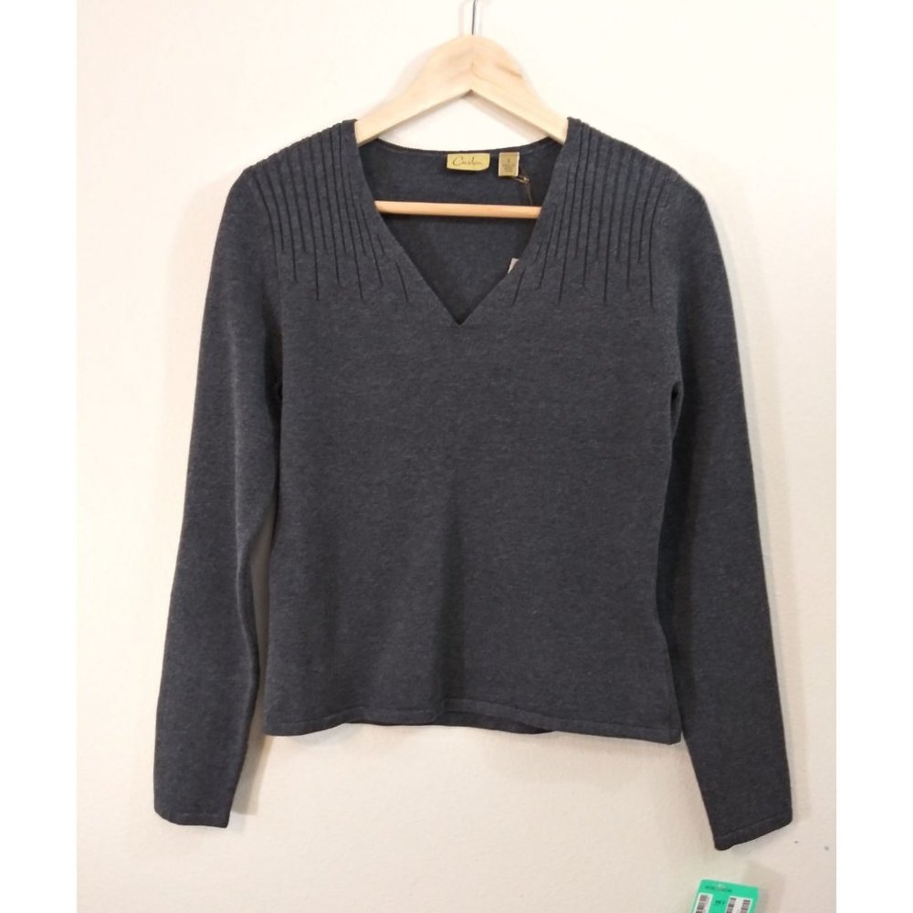 Caslon size S thin dark gray v-neck sweater